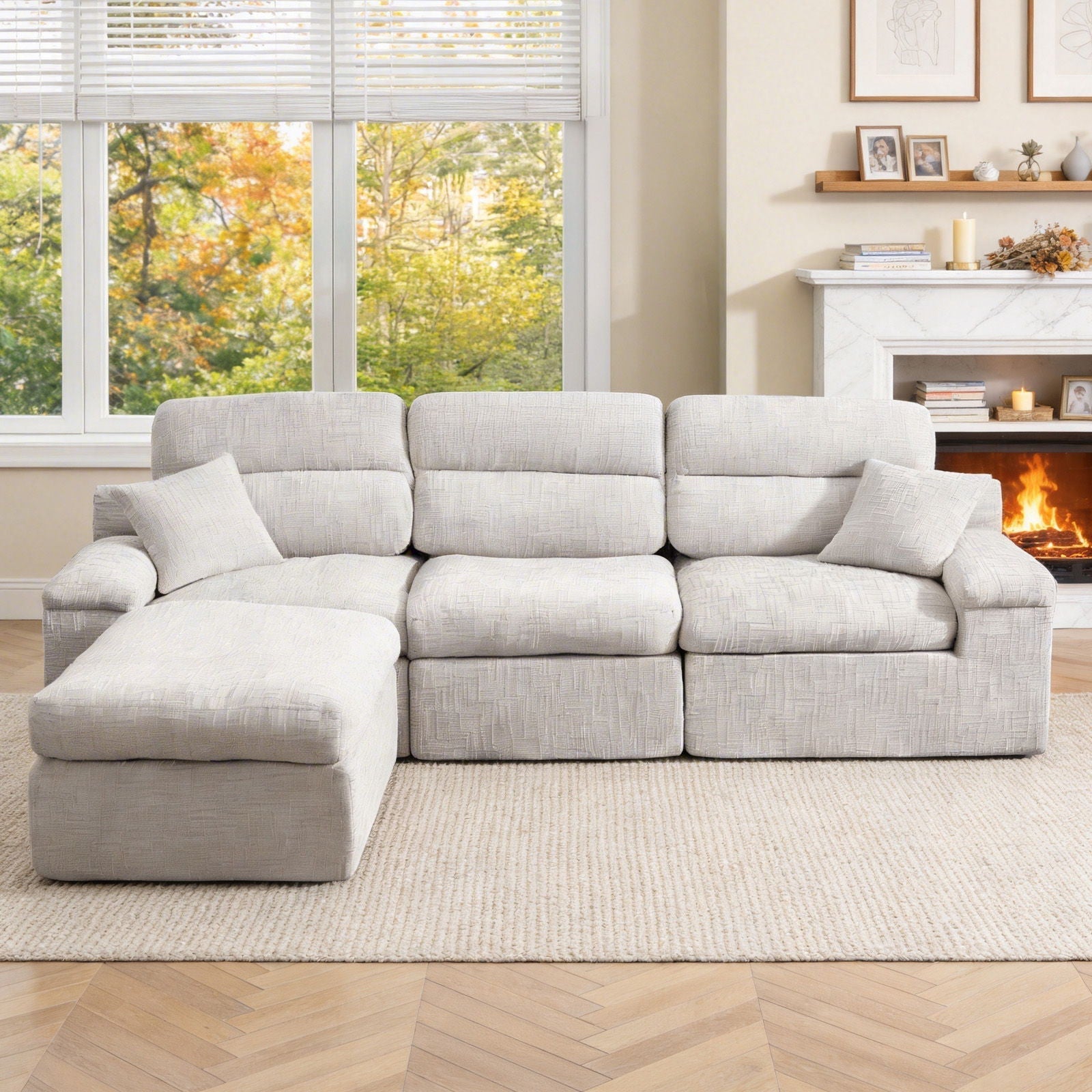 Corner Chaise Sofa With High Backrest
