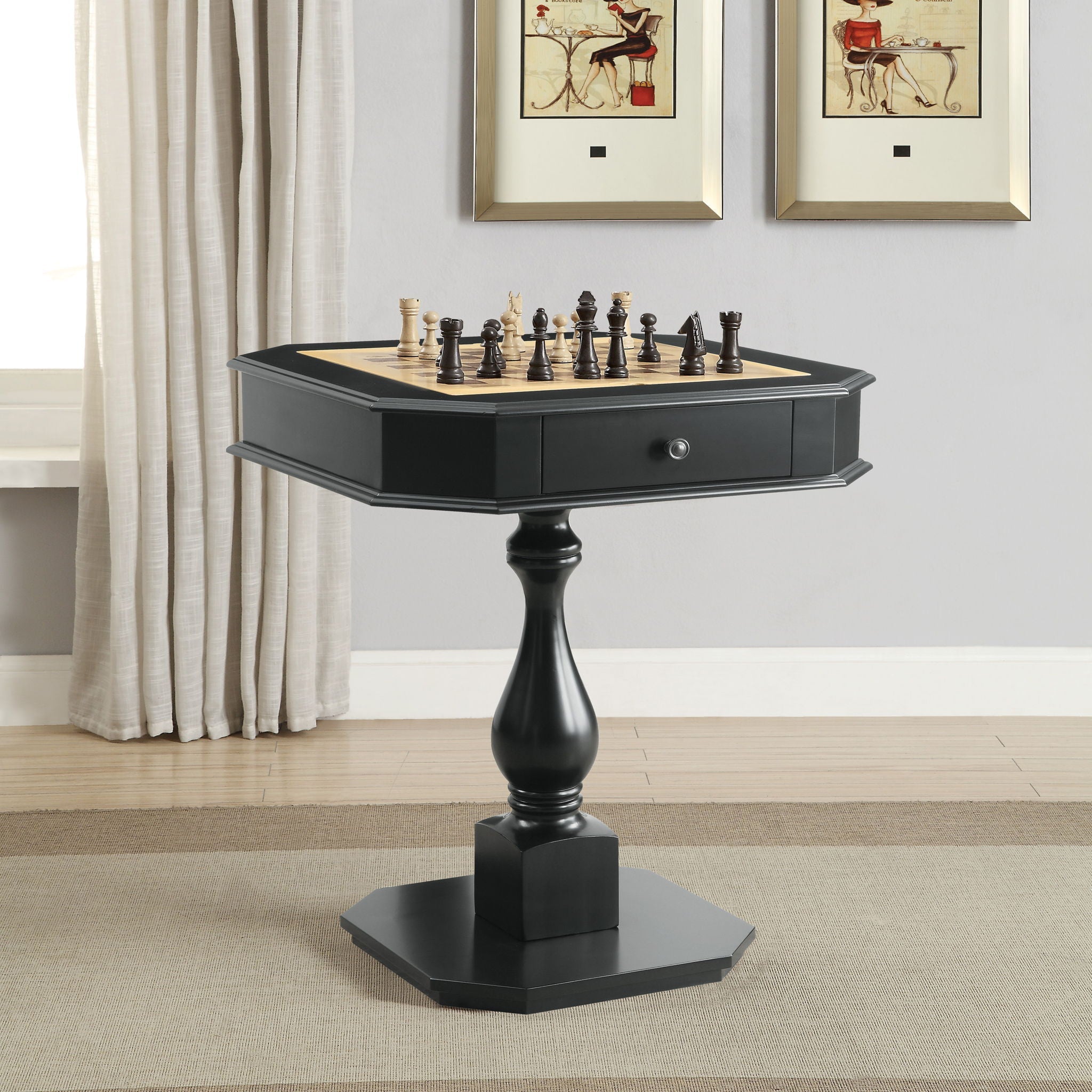 Bishop - Reversible Chess Checker Game Table With Game Tray (Chess Figures Not Included)