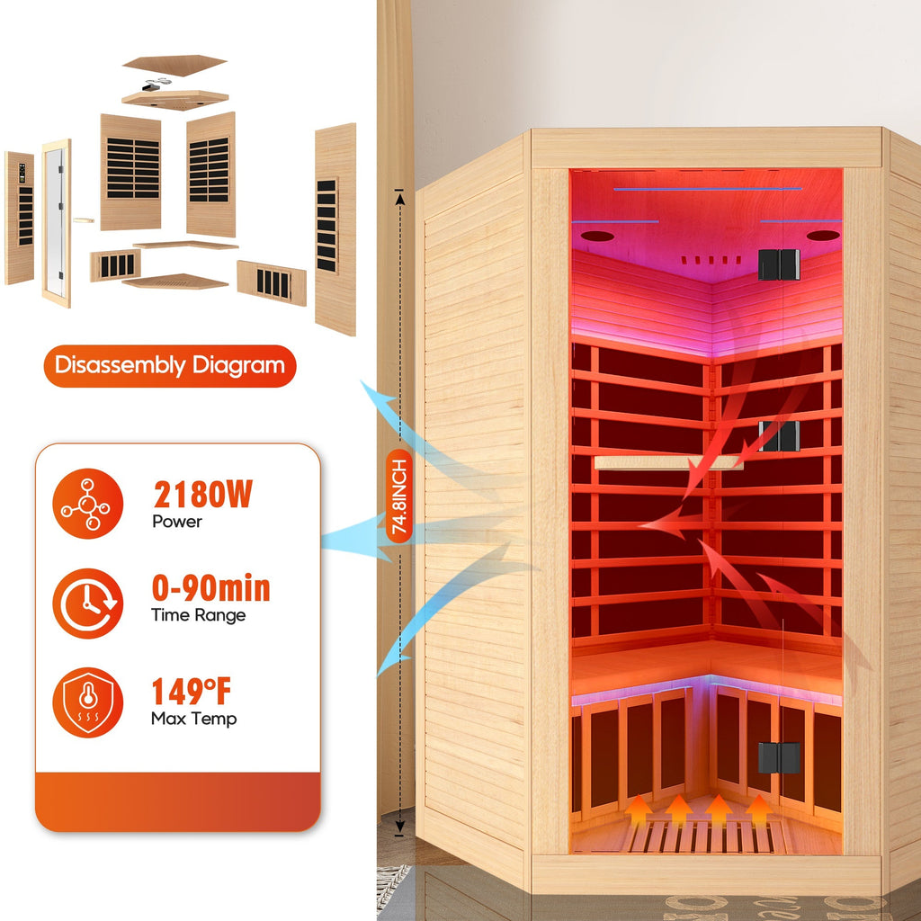Canadian hemlock pentagonal double sauna