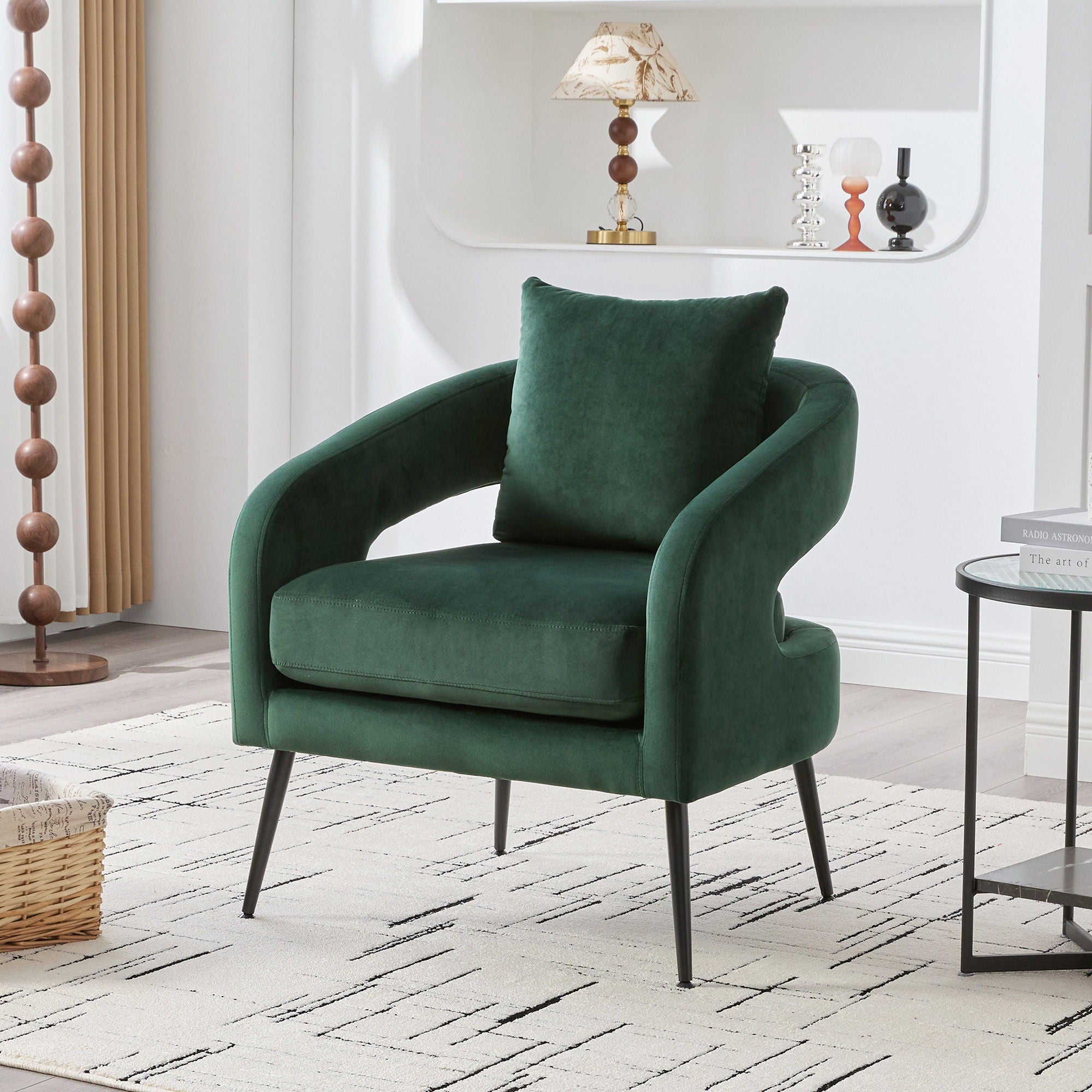 Open Back Accent Chair, Round Sofa Lounge Armchair