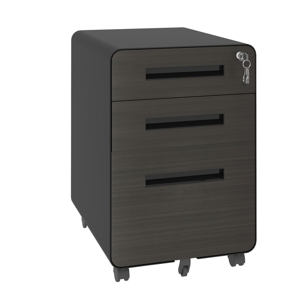 3-Drawer Mobile File Cabinet with Lock and Casters