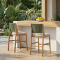 Outdoor Acacia Wood Bar Stools (Set of 2)