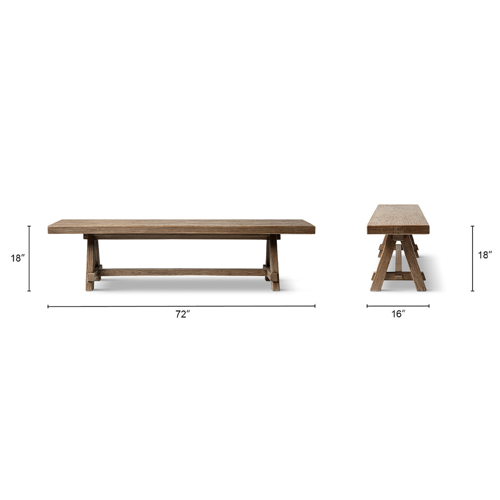 Hawthorne 72' Reclaimed Elm Trestle Dining Bench
