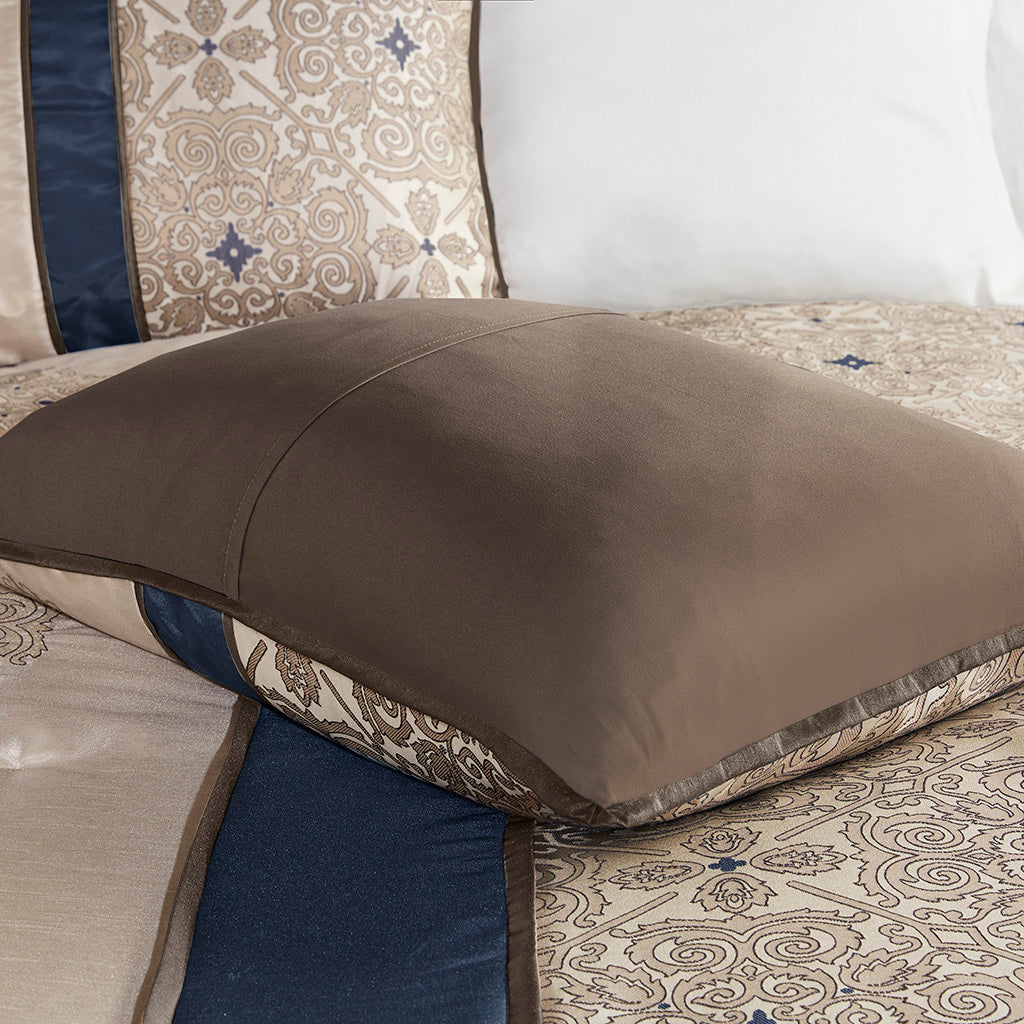 Cal King 7 Piece Jacquard Comforter Set with Throw Pillows