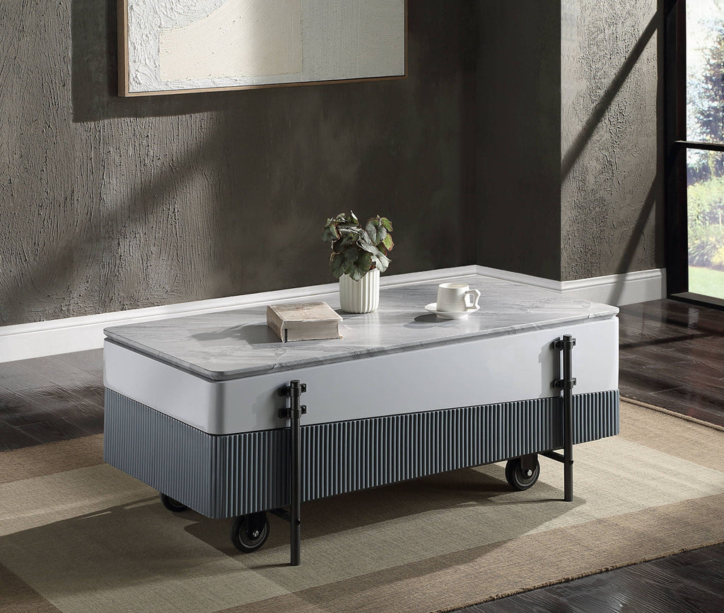 Wilkins High Gloss Coffee Table with Lift Top - Gray / White