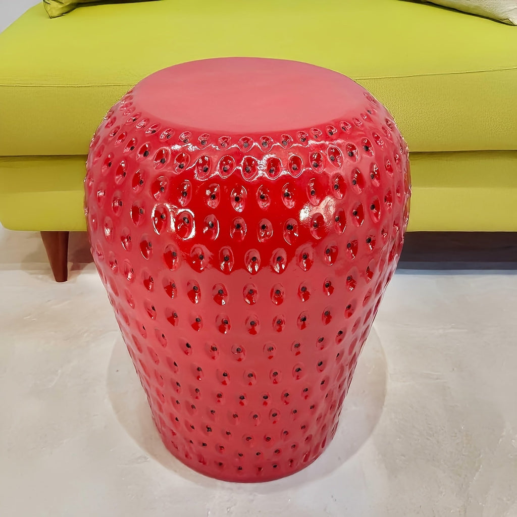 Strawberry Fruit Stool, 13.4" Oversized Resin Stool