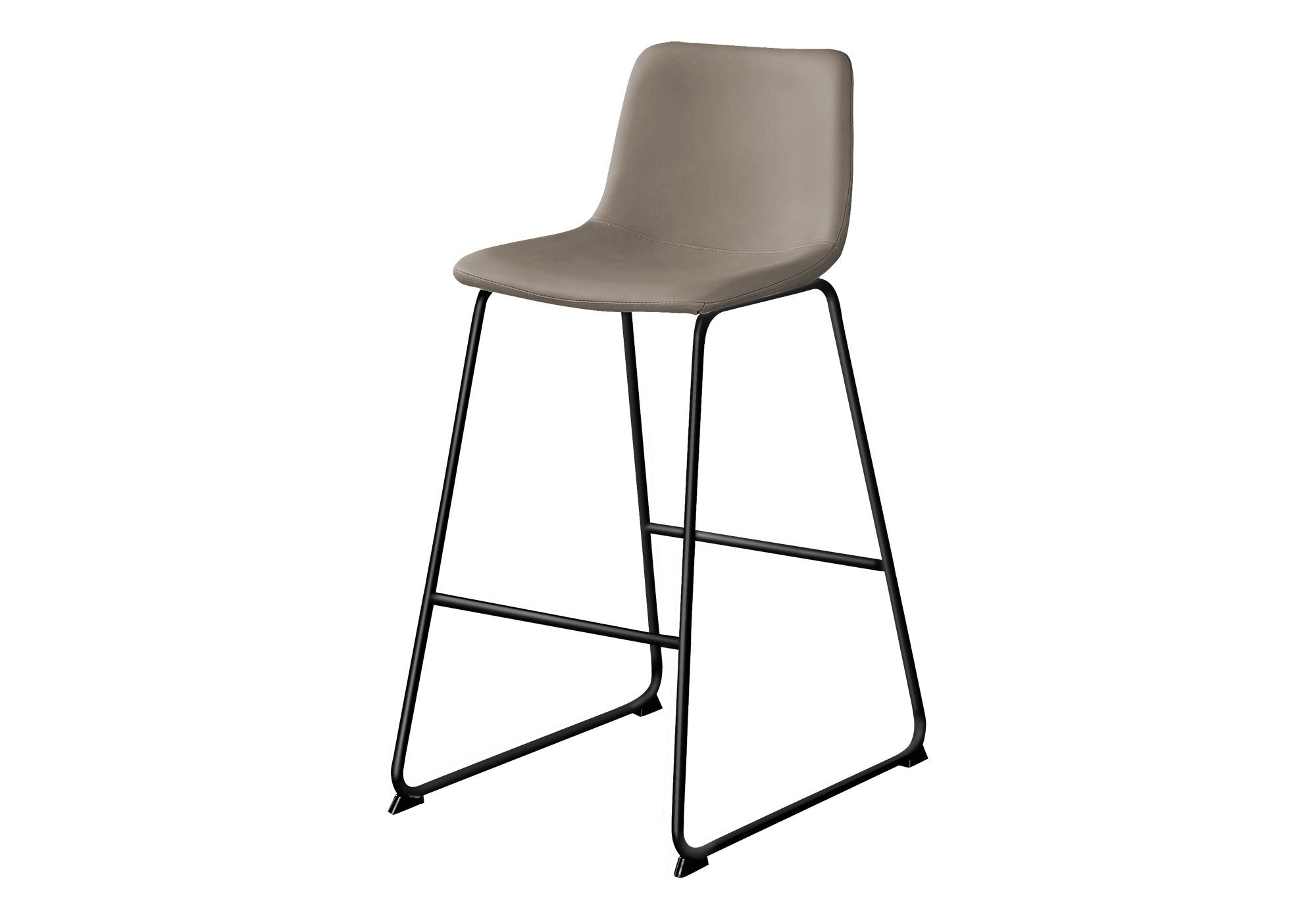 Bar Height Office Chair with Curved Backrest and Leather-Look Upholstery