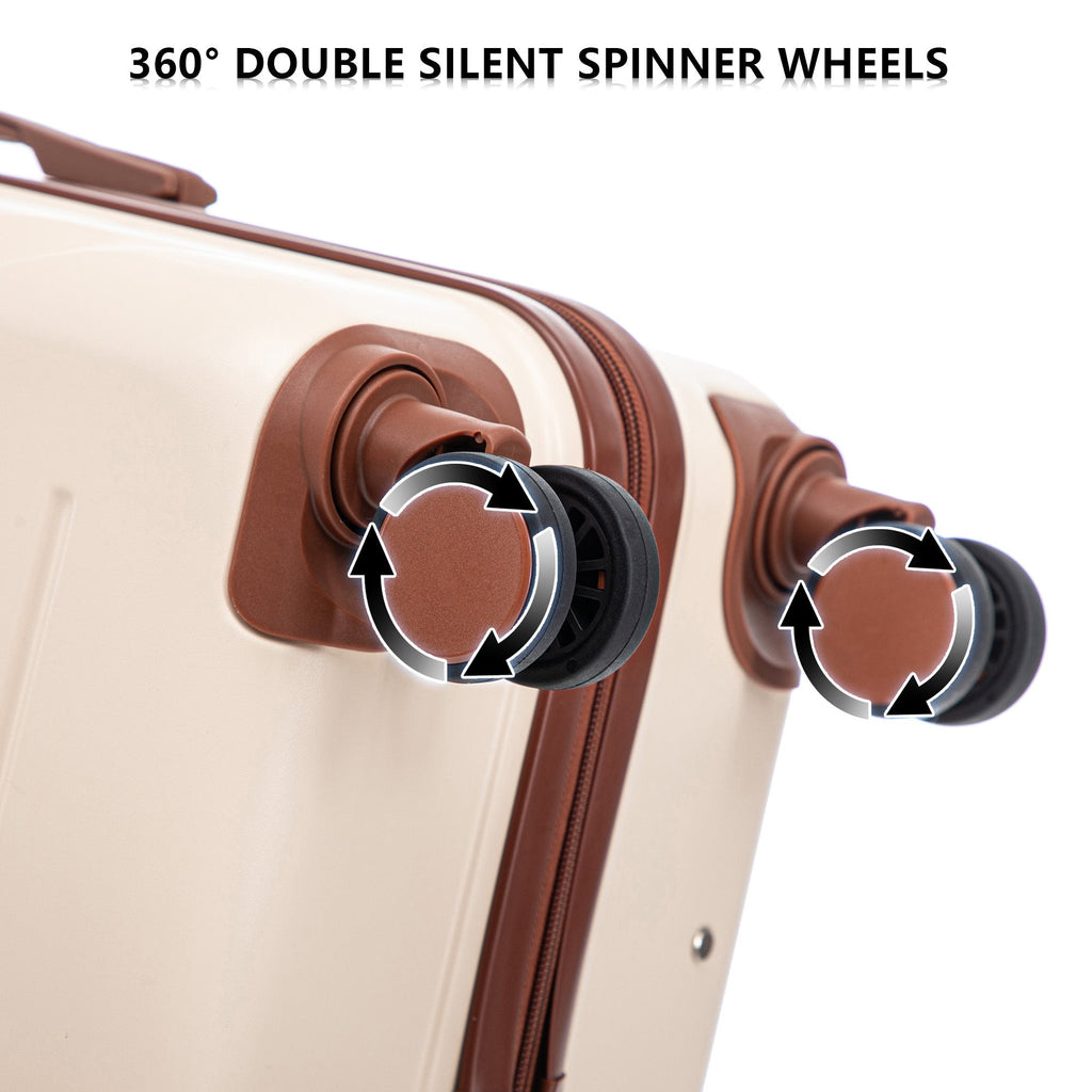 3-Piece ABS Spinner Wheel Luggage Set 20"/24"/28" Beige