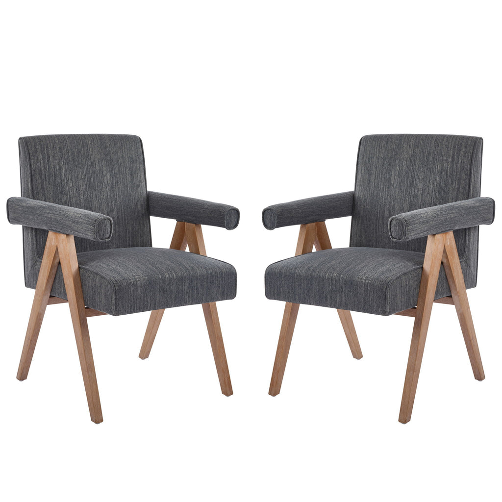 Contemporary Poppy Fabric Dining Armchair With Rubberwood Legs