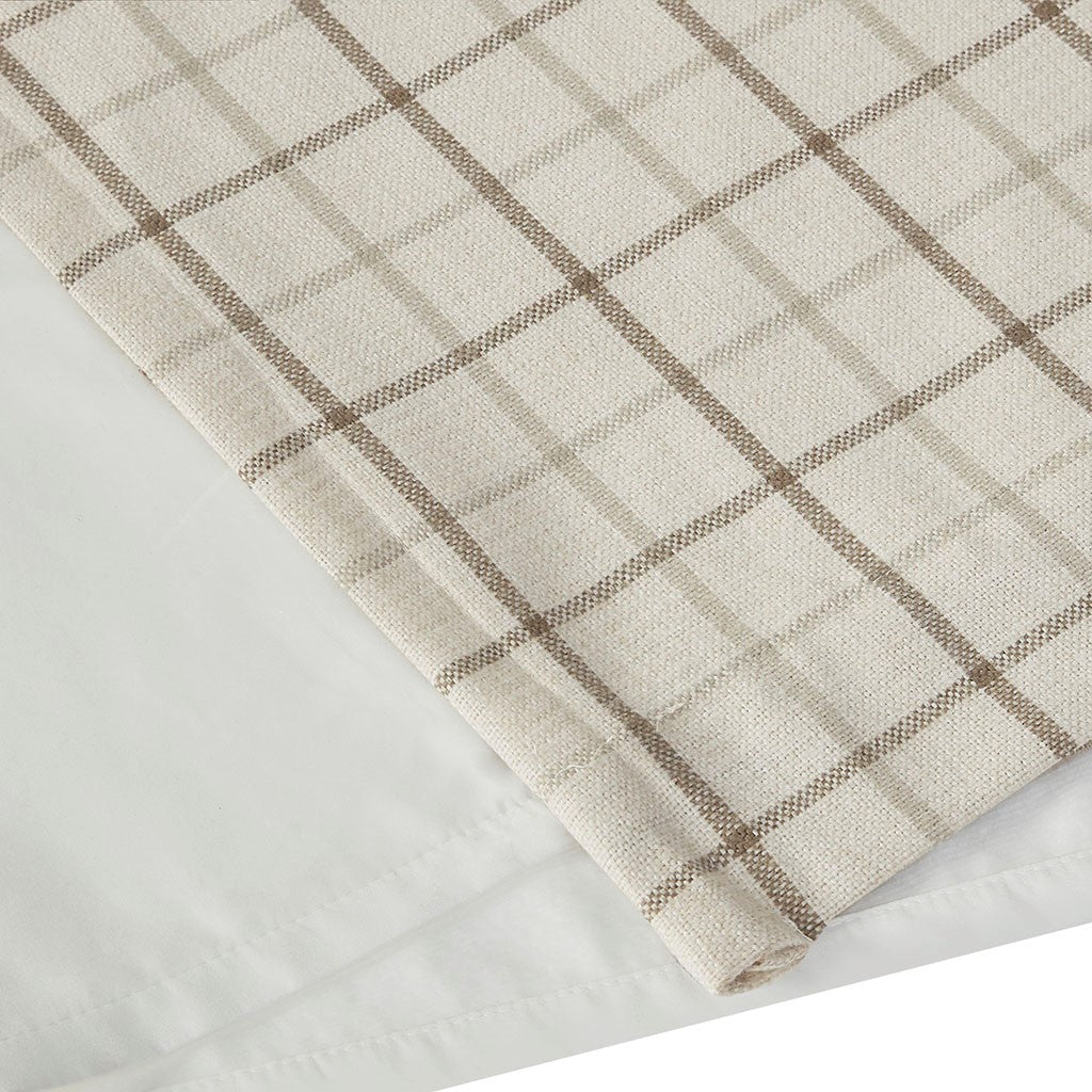 Plaid Faux Leather Tab Top Curtain Panel with Fleece Lining