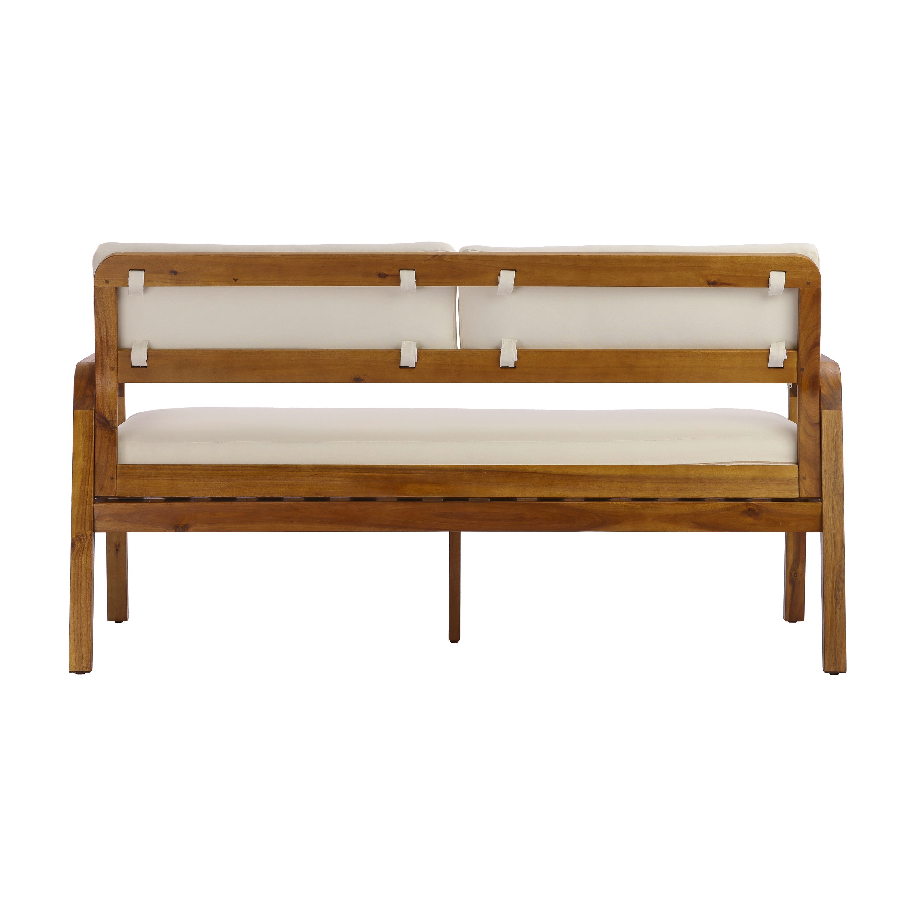 2-Pieces Outdoor Sofa Set with Cushions Teak Acacia Wood