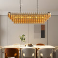 54-Inch Black Rectangular 12-Light Smoke Glass Chandelier
