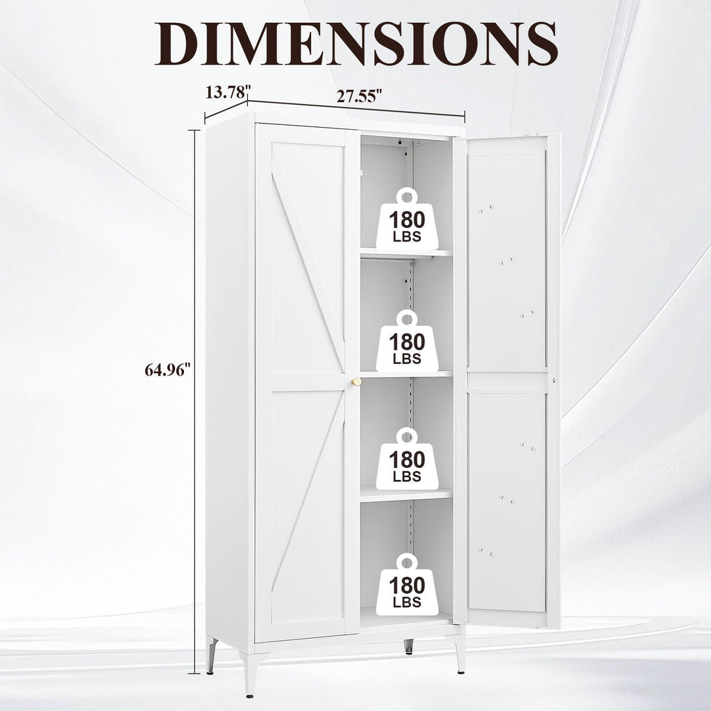 Adjustable 2 Door Kitchen Pantry Cabinet With Striped Design