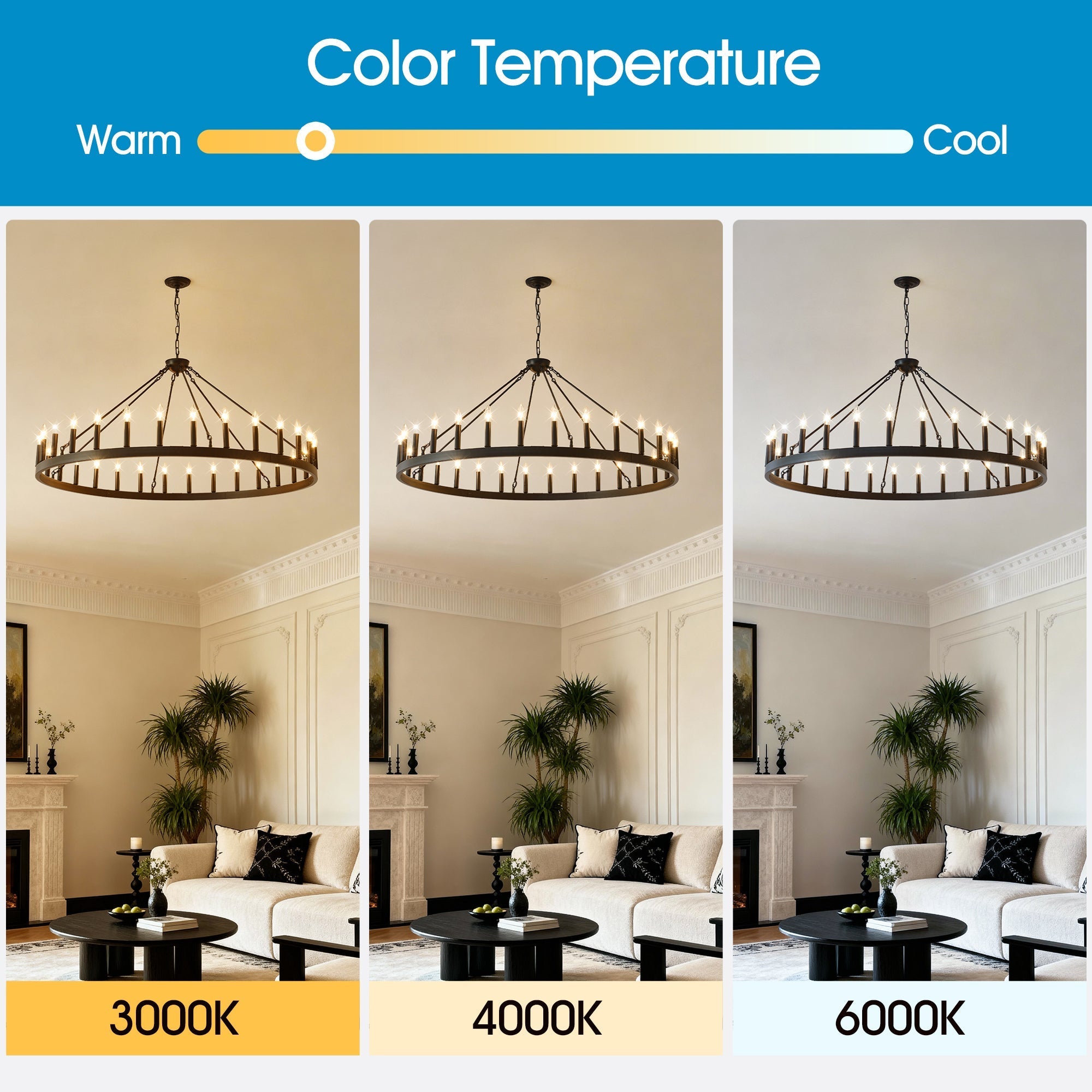 53.15 Inch Matte Black Wagon Wheel Chandelier with 30 Lights