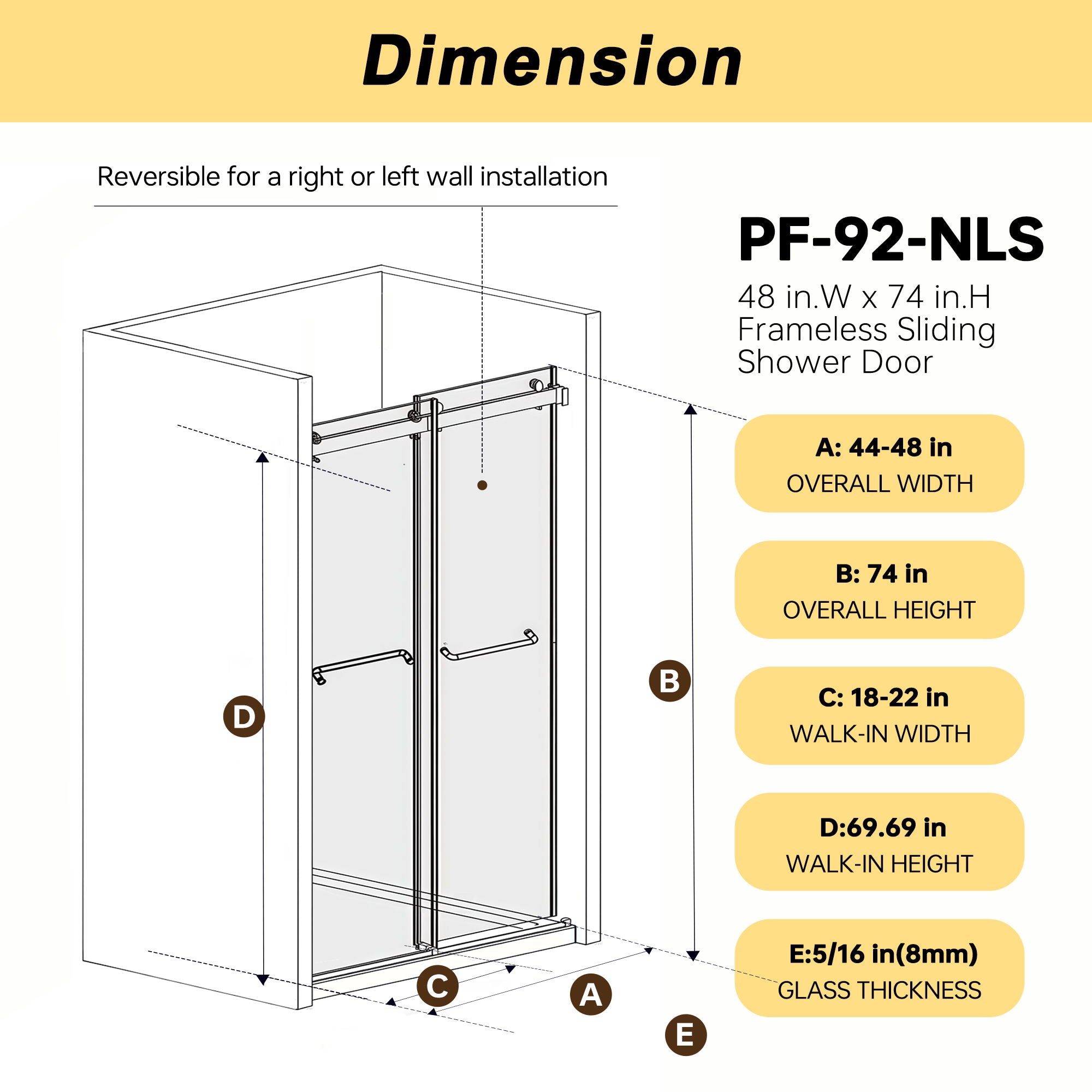 Frameless Double Sliding Shower Door
