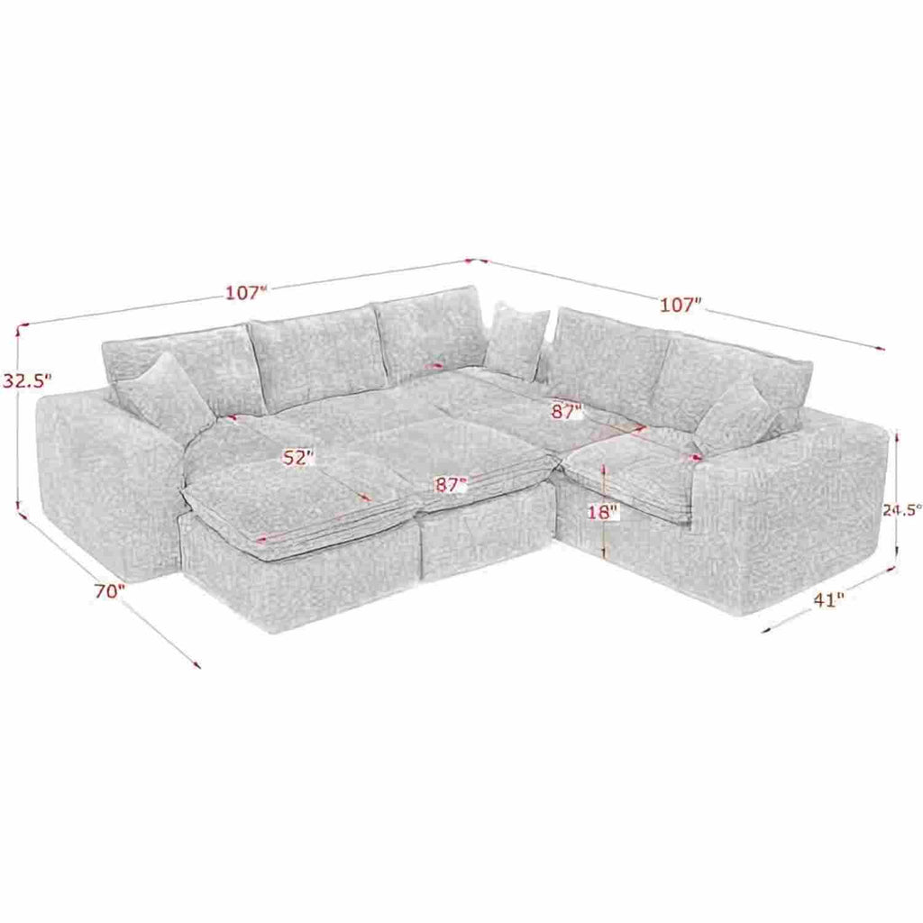 Sectional Sofa With Moveable Ottoman