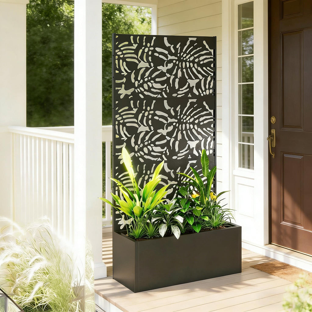Trellis Planter with Spacious Metal Box and Efficient Drainage