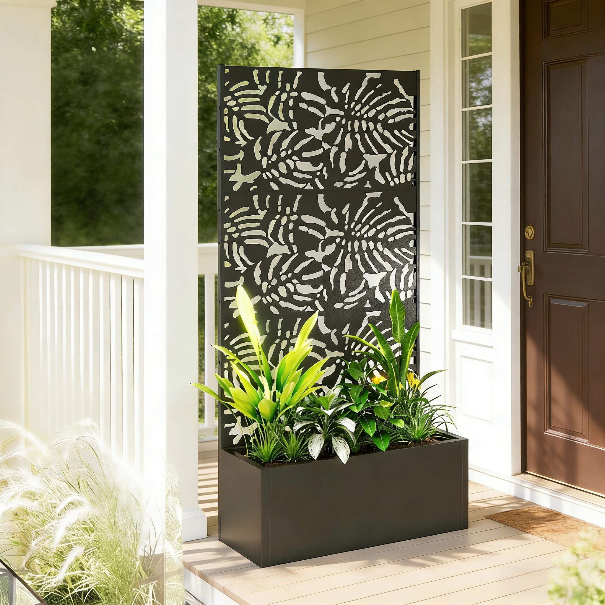 Trellis Planter with Spacious Metal Box and Efficient Drainage