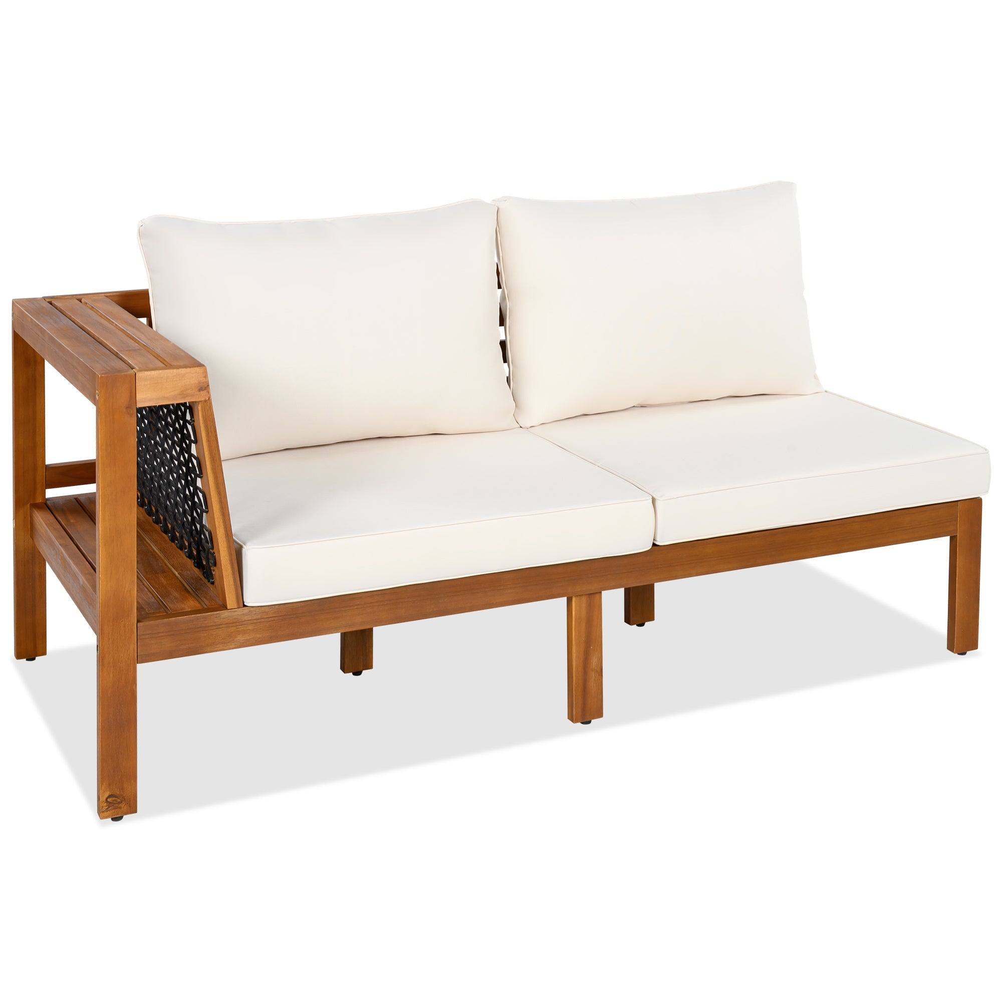 GO 4 Pieces Outdoor Acacia Wood Sofa Set with Coffee Table