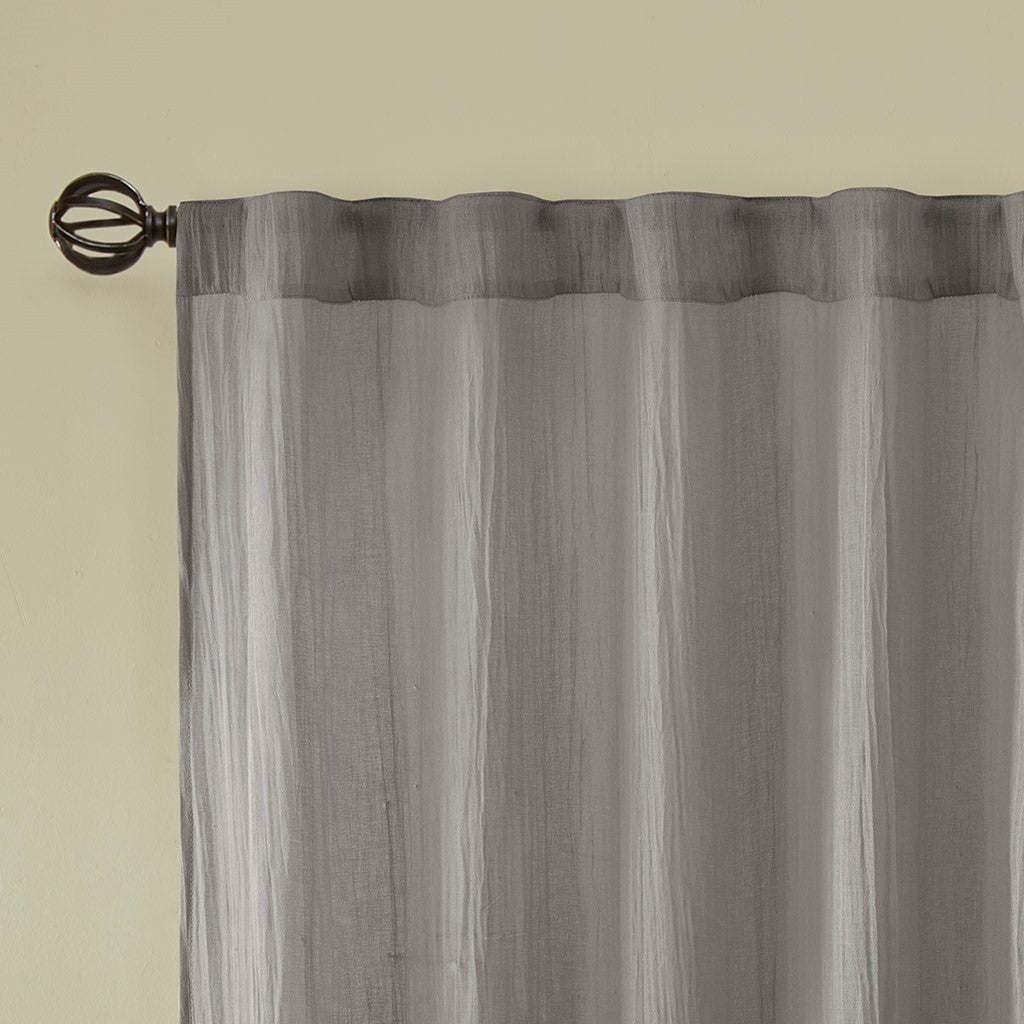 Solid Crushed Curtain Panel Pair (2 Pcs) - Grey