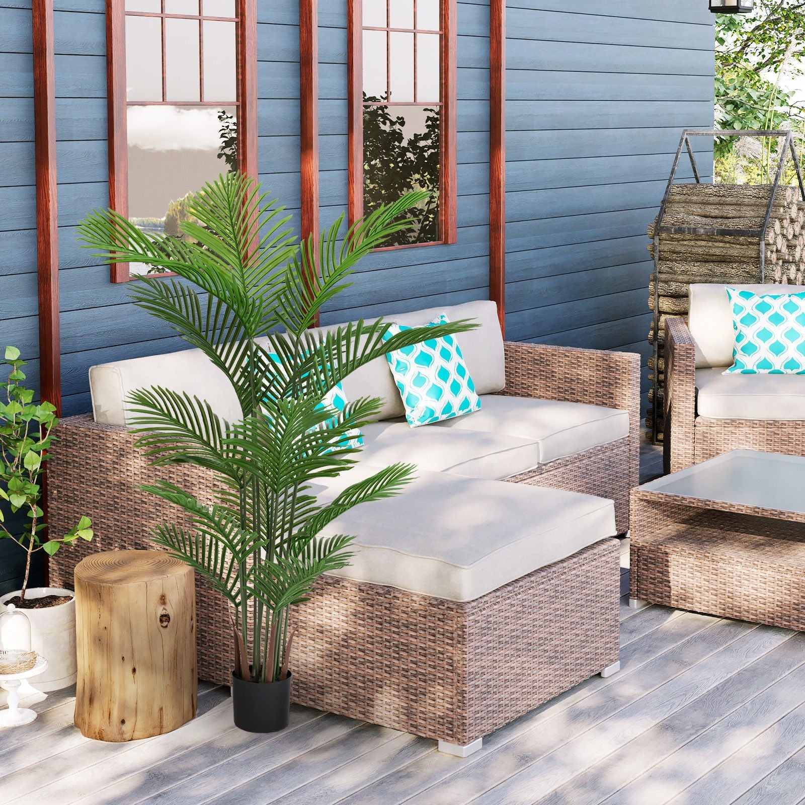Simulate Plastic Flower Boxes With Leaves For Outdoor Home Decor (Set of 2) -