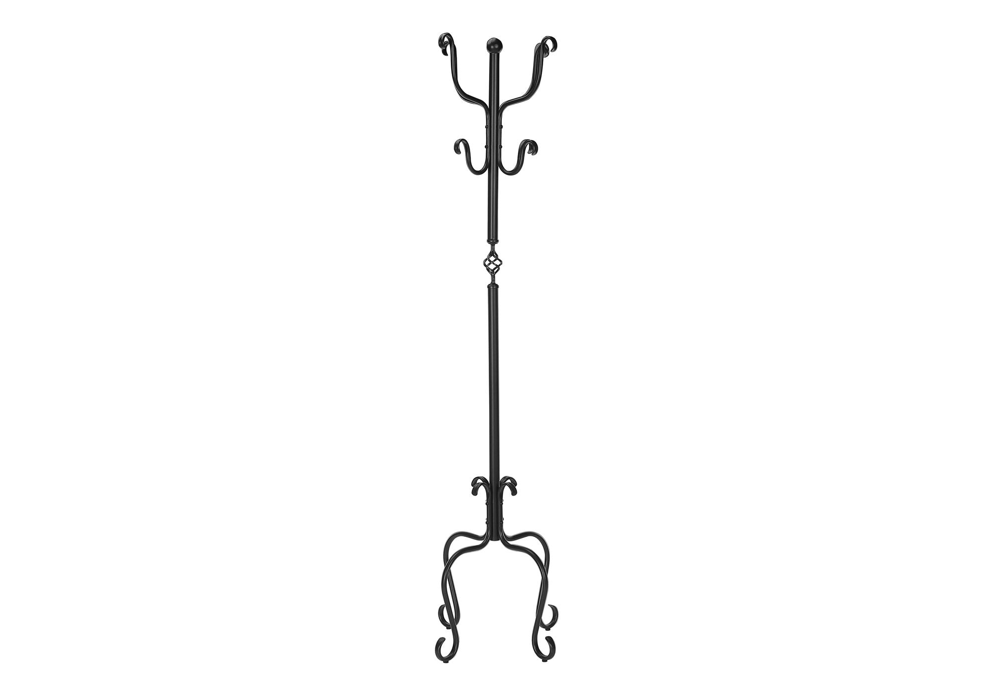 Coat Rack Hall Tree, Free Standing, 8 Hooks, Entryway, Transitional - Black