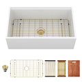 Workstation Single Bowl, Apron Front Kitchen Sink - White