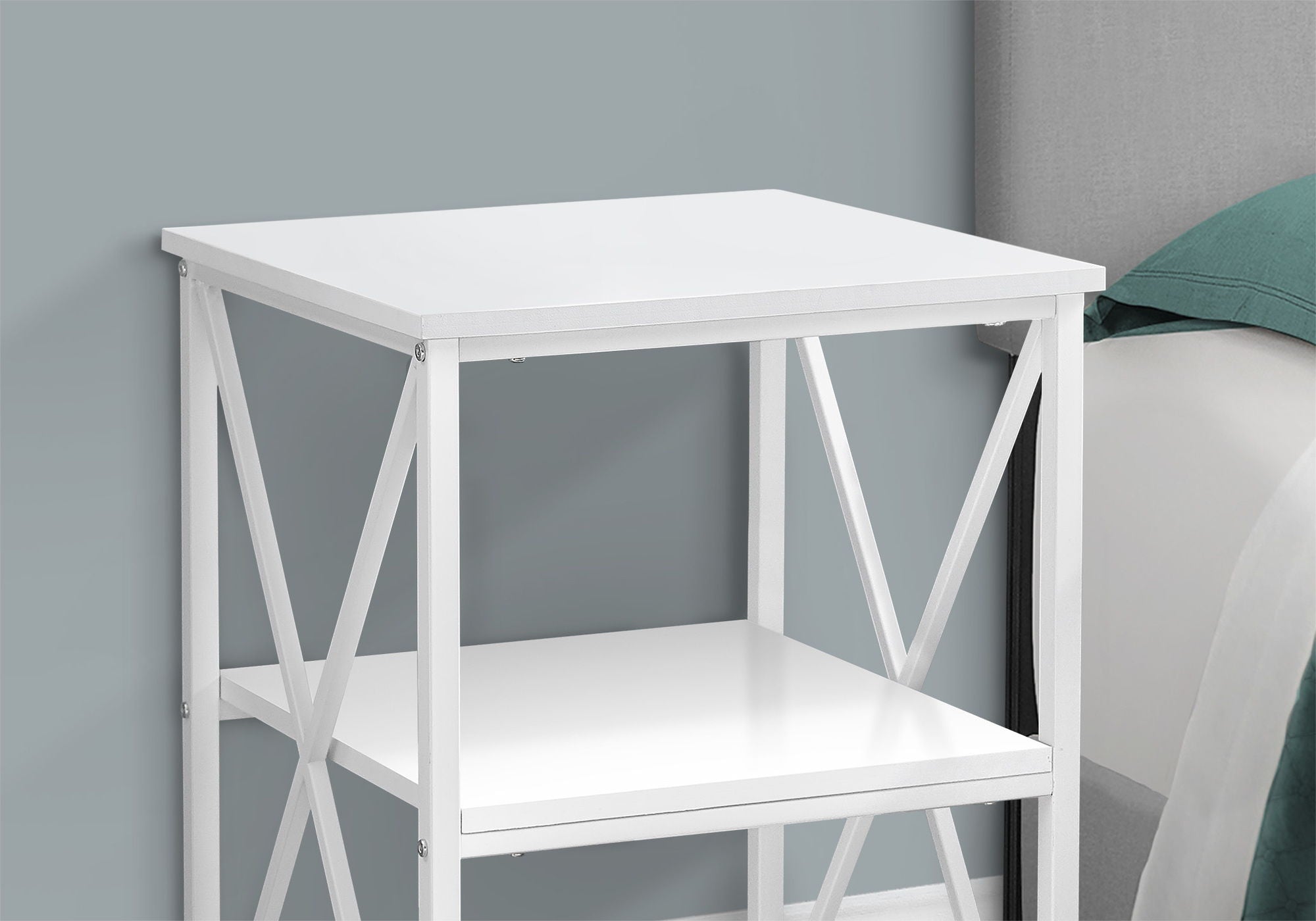 3 Tier Accent Table Side Marble Look Contemporary & Modern