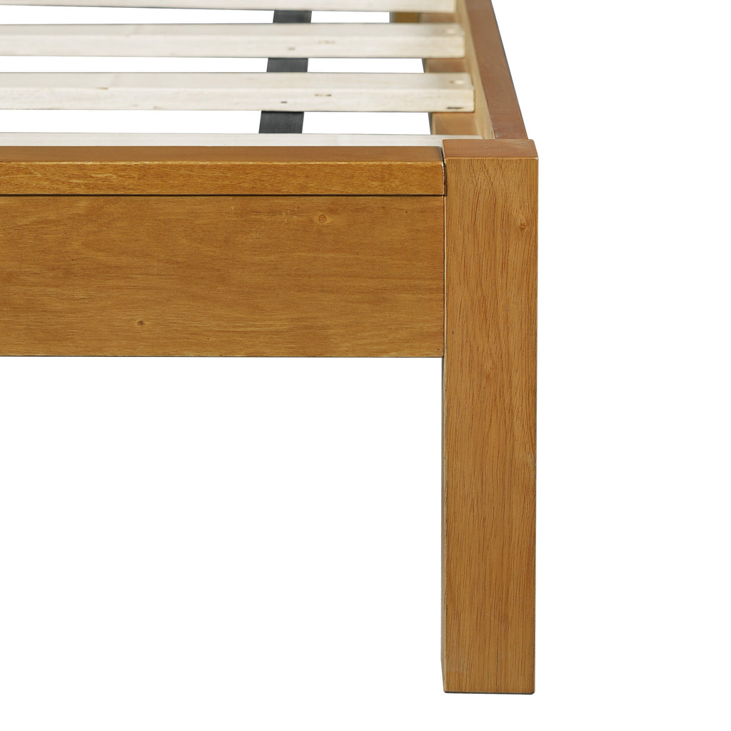Premium Rubber Wood Platform Bed Frame with Headboard