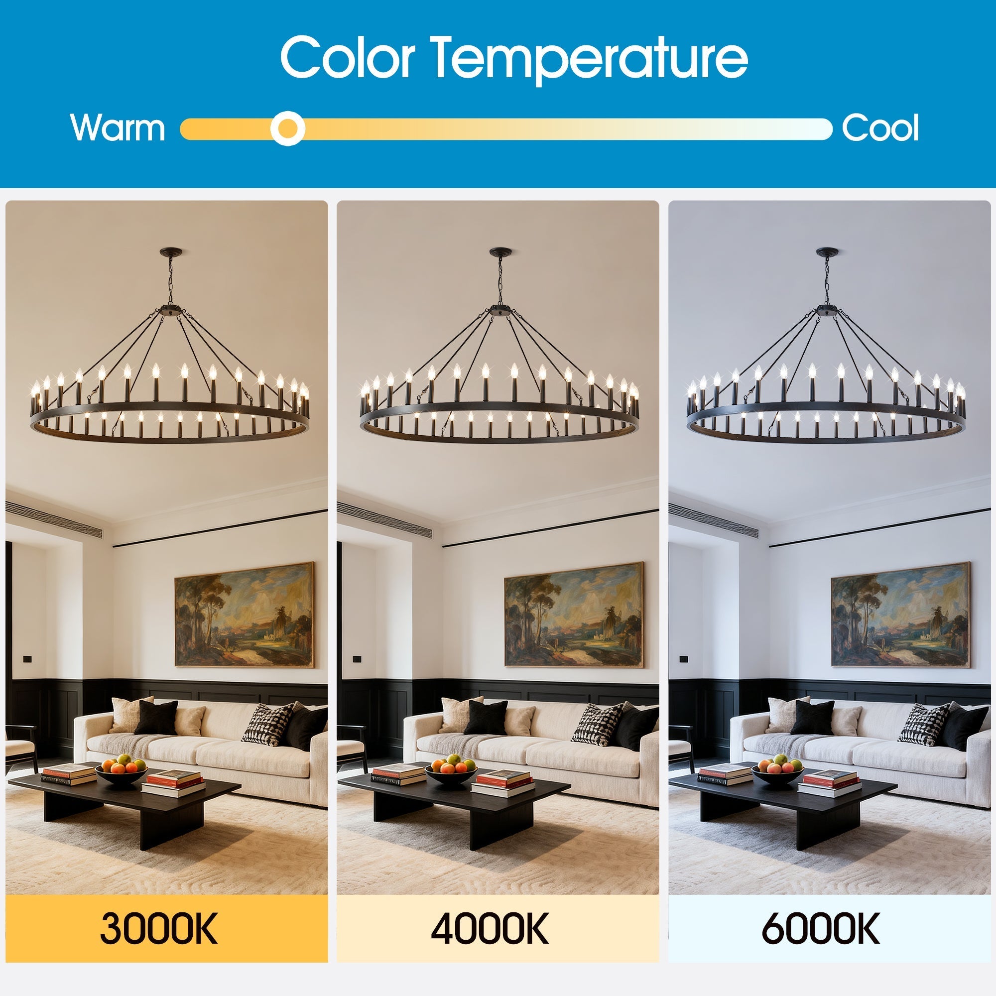 59.1 Inch 36-Light Wagon Wheel Chandelier