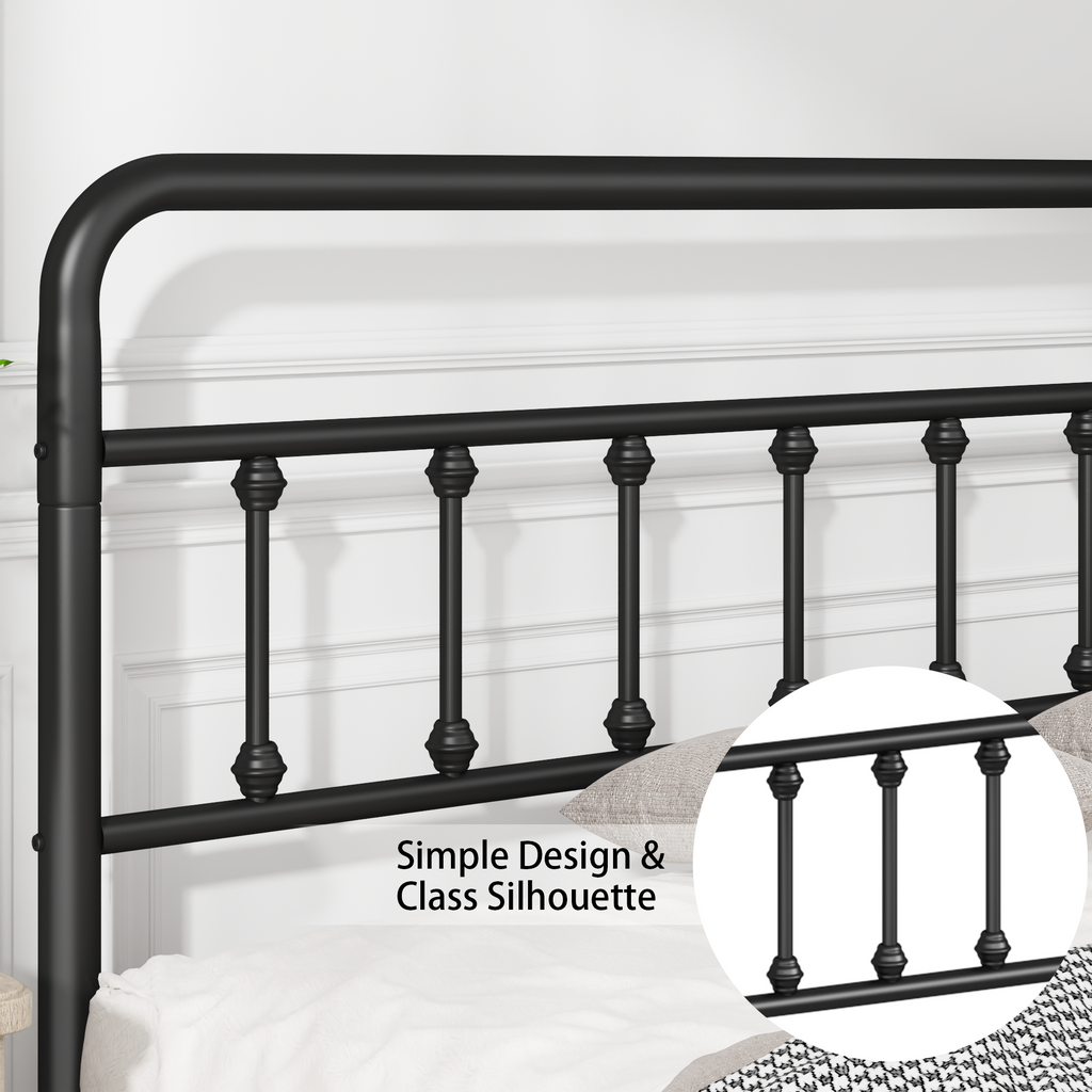 Metal Full Size Bed Frame with Headboard and Under Bed Storage