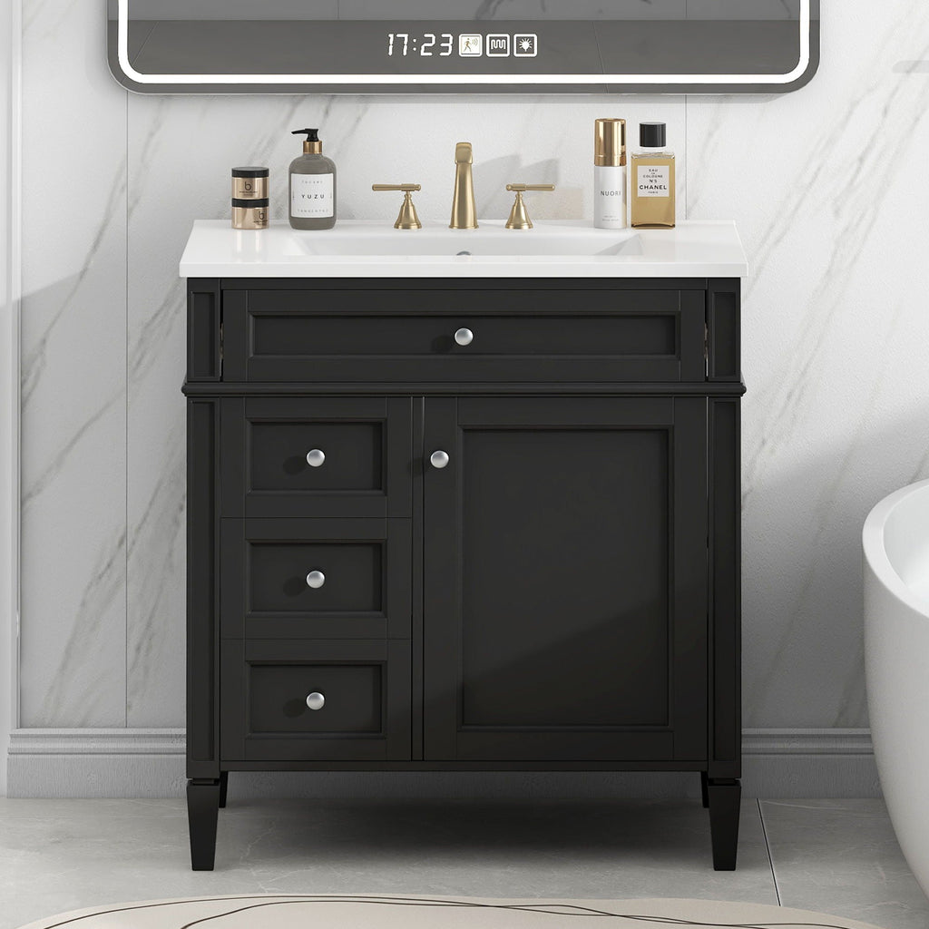 Bathroom Vanity With 2 Drawers and Tip-Out Storage Cabinet