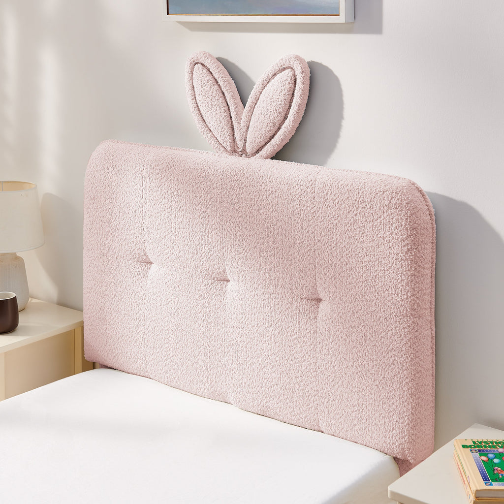 Twin Size Kids Upholstered Bed with Oversized Rabbit Ear Headboard
