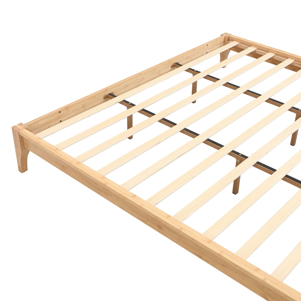 Solid Dry Bamboo Platform Bed Frame, With Slat Support