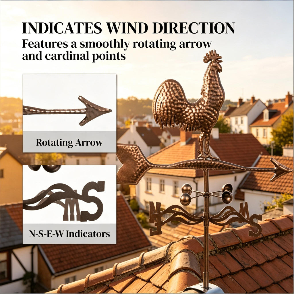 Roof Mount Wind Direction Indicator - Classic Rooster Weathervane