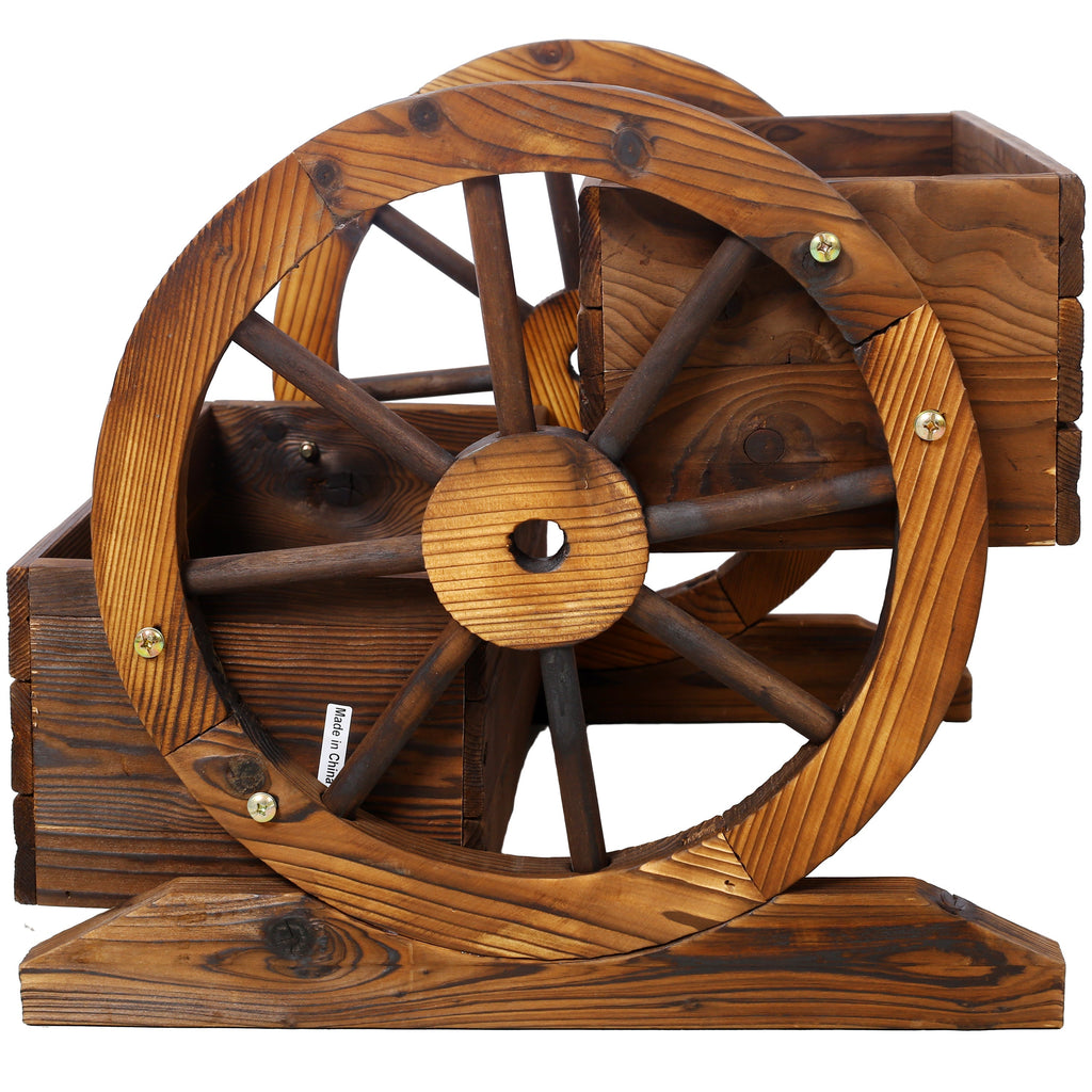 Wooden Wagon Planter Box with Wheels