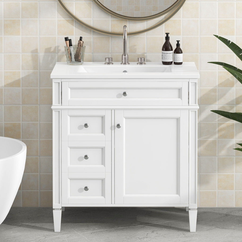 Bathroom Vanity With 2 Drawers and Tip-Out Storage Cabinet