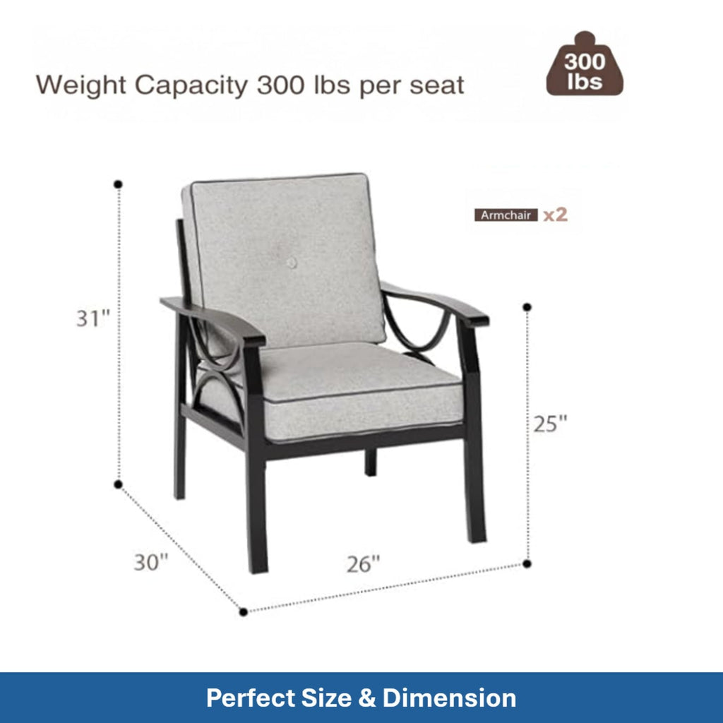 Patio Furniture Set with Coffee Table and Cushions for Backyard