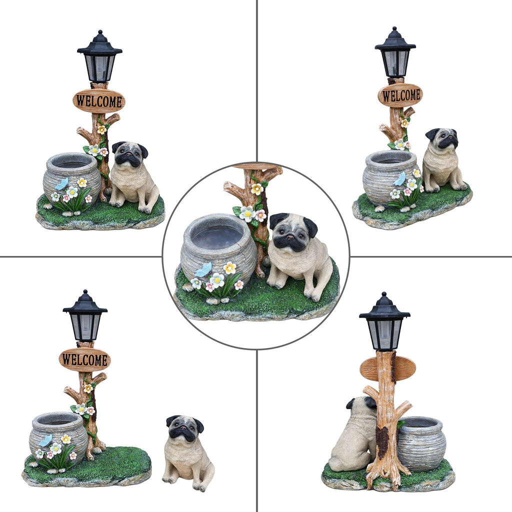 Sitting Pug Dog Planter Statue
