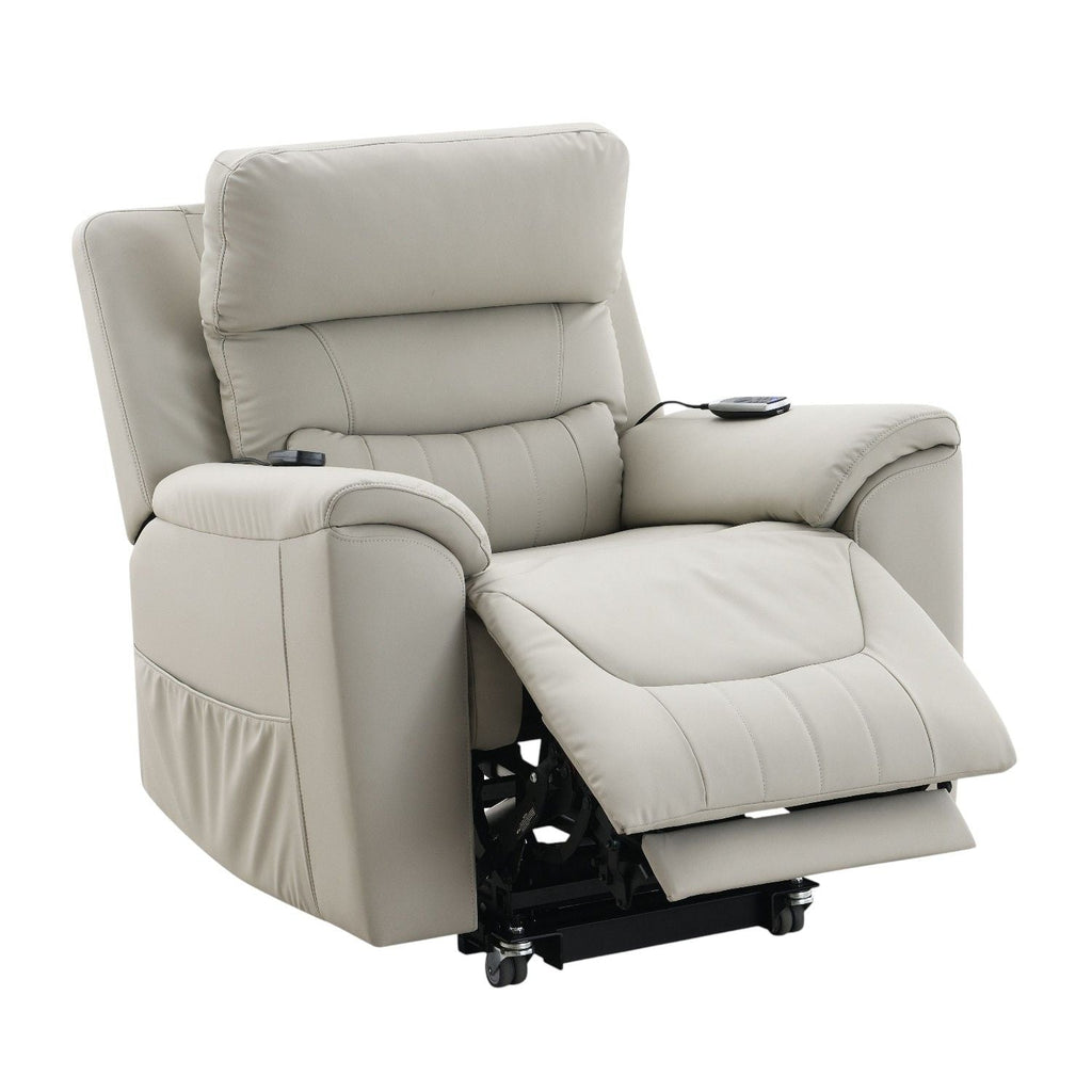 Marsha Silicone Synthetic Leather Power Motion Recliner with Lift Heating Massage Chair - Light Gray