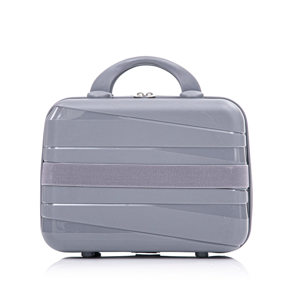 4-Piece PP Spinner Wheel Luggage Set with Cosmetic Case, Light Gray