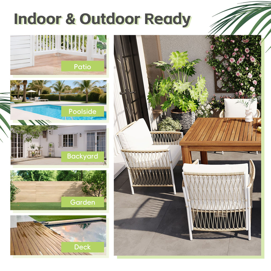 TOPMAX Patio 5pcs Wooden Dining Table Set