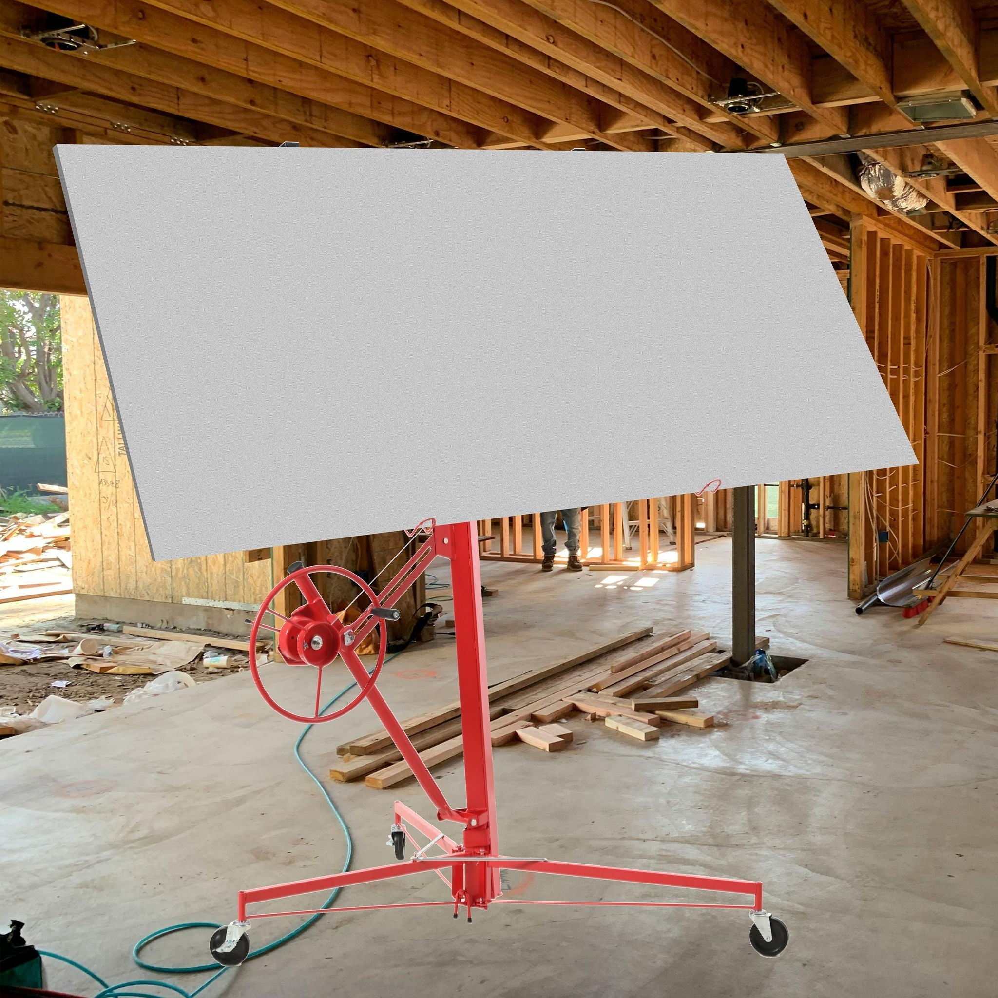Drywall Lift Panel Hoist Jack Lifter with Caster Wheels and Telescopic Arm