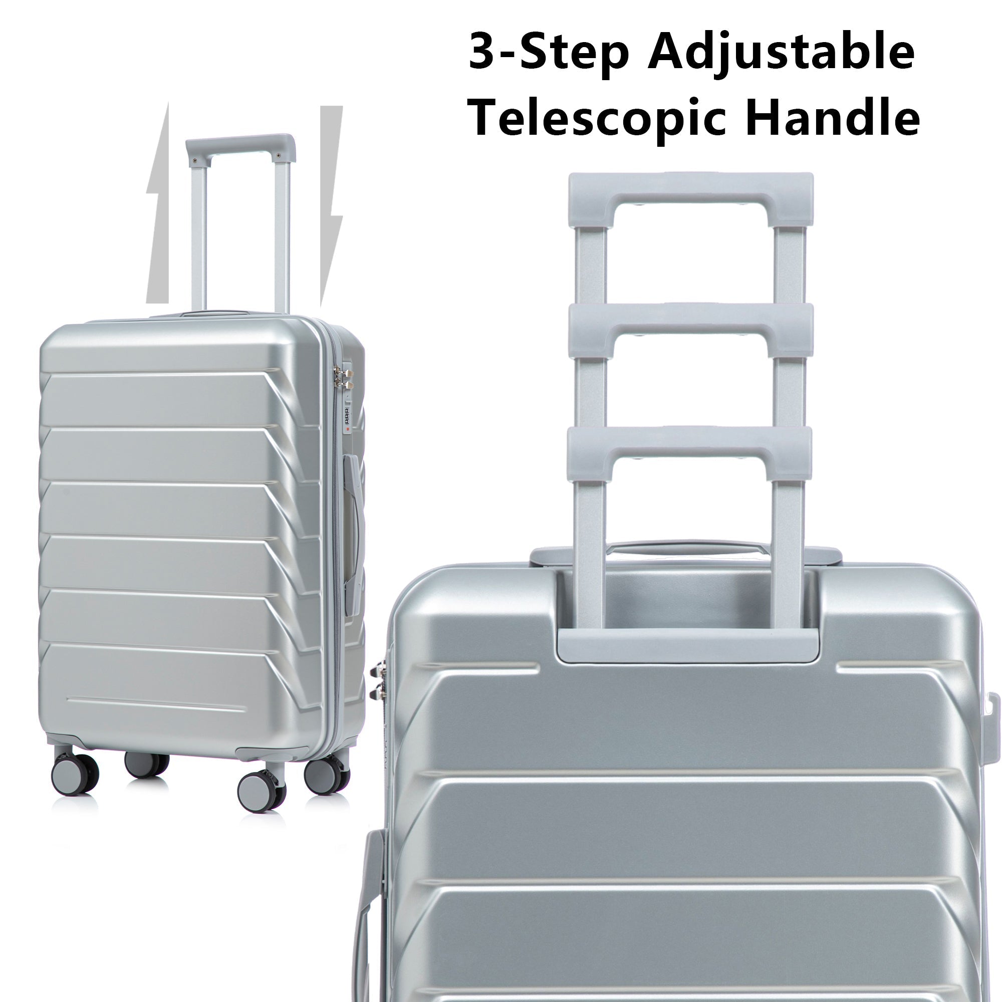 3-Piece ABS Spinner Wheel Luggage Set with Combination Lock