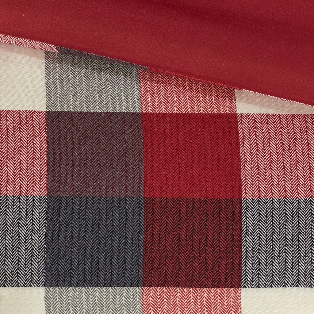 7 Piece Herringbone Comforter Set Red King