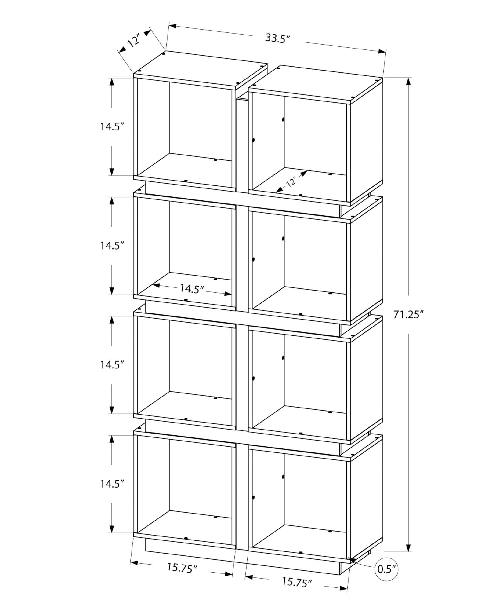 Contemporary 5-Tier White Bookshelf