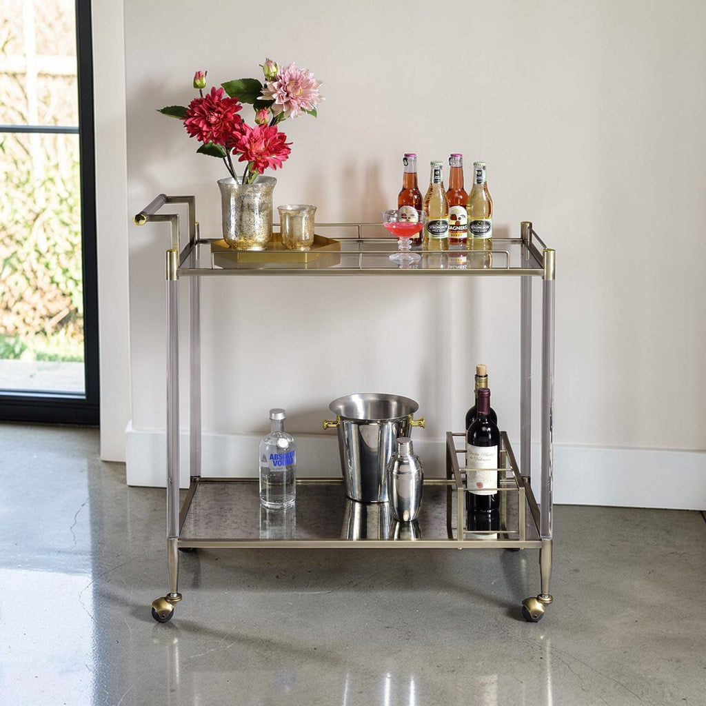 Cirro Antique Mirror Wire Brass Serving Cart