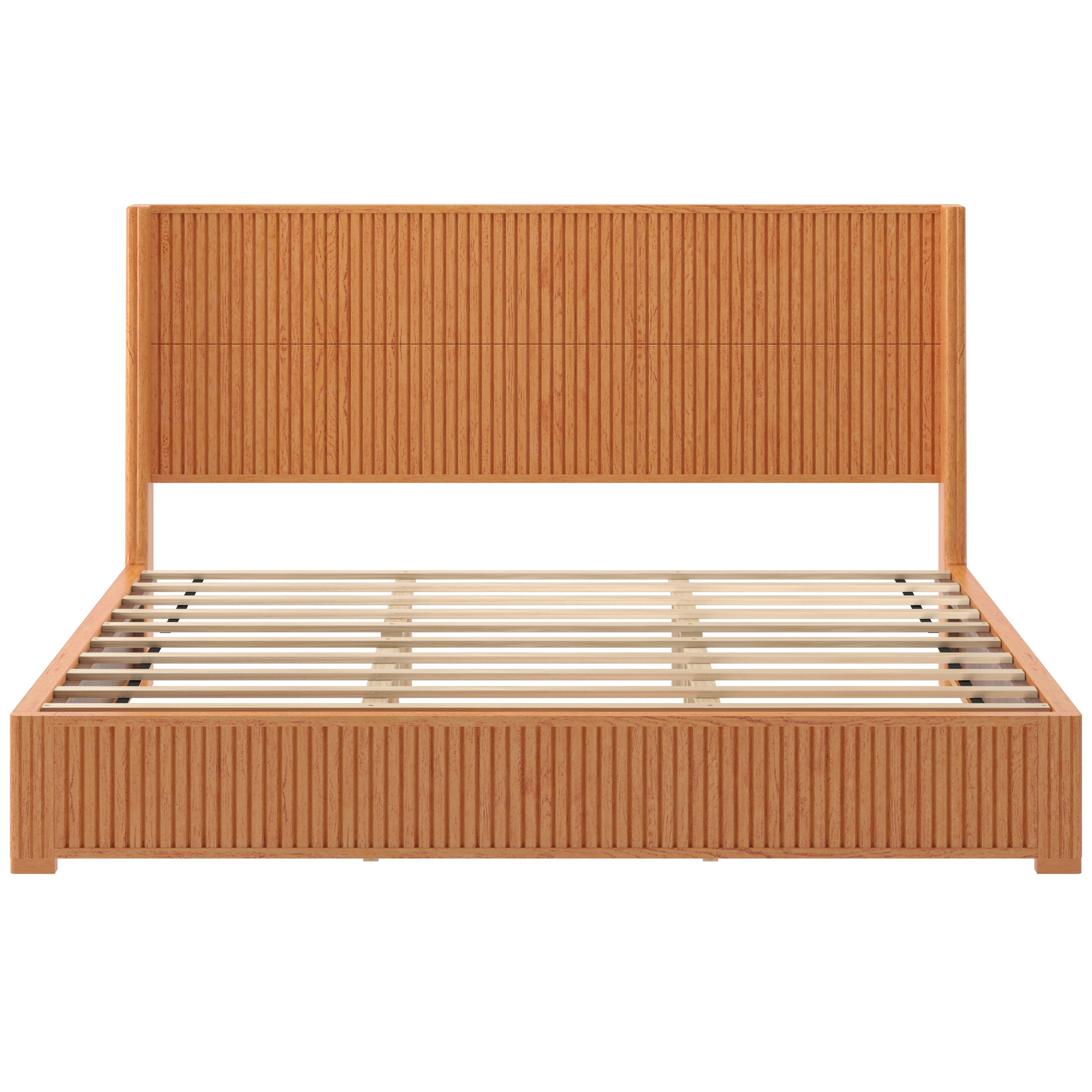 Solid Wood Platform Bed Frame with Headboard, King Size