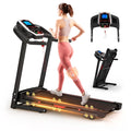 Folding Treadmills For Home - 3.5Hp Portable Foldable With Incline, Electric Treadmill For Running Walking Jogging Exercise With 12 Preset Programs, Indoor Workout Training Space Save Apartment, App - Black