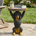 22.17'H Black Dog Side Table Pedestal End Table Stool